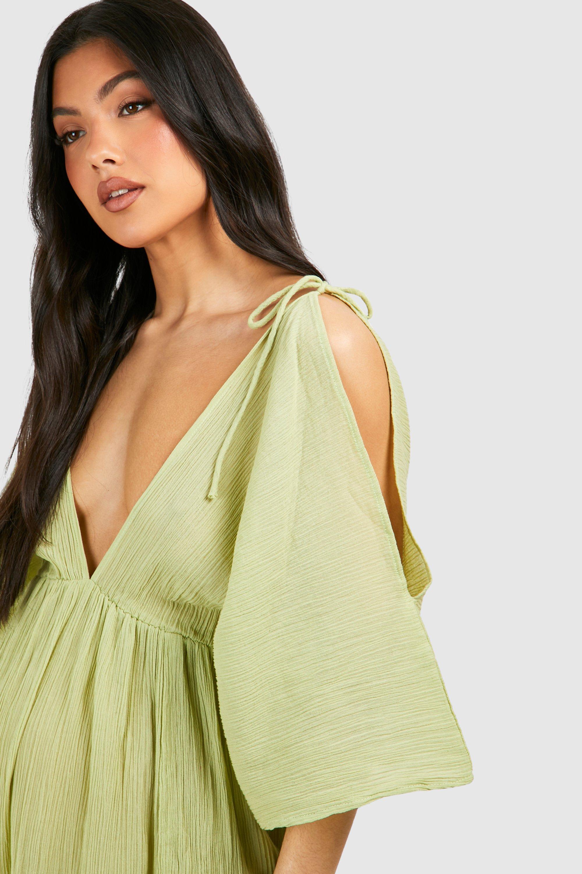 Maternity Crinkle Cold Shoulder Beach Cover Up boohoo